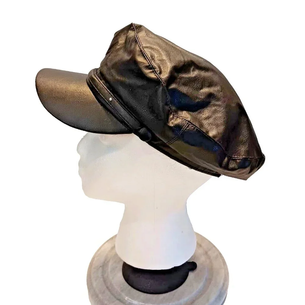Cabbie Newsboy Cap Flex Fit Unisex Medium Black Hat‎